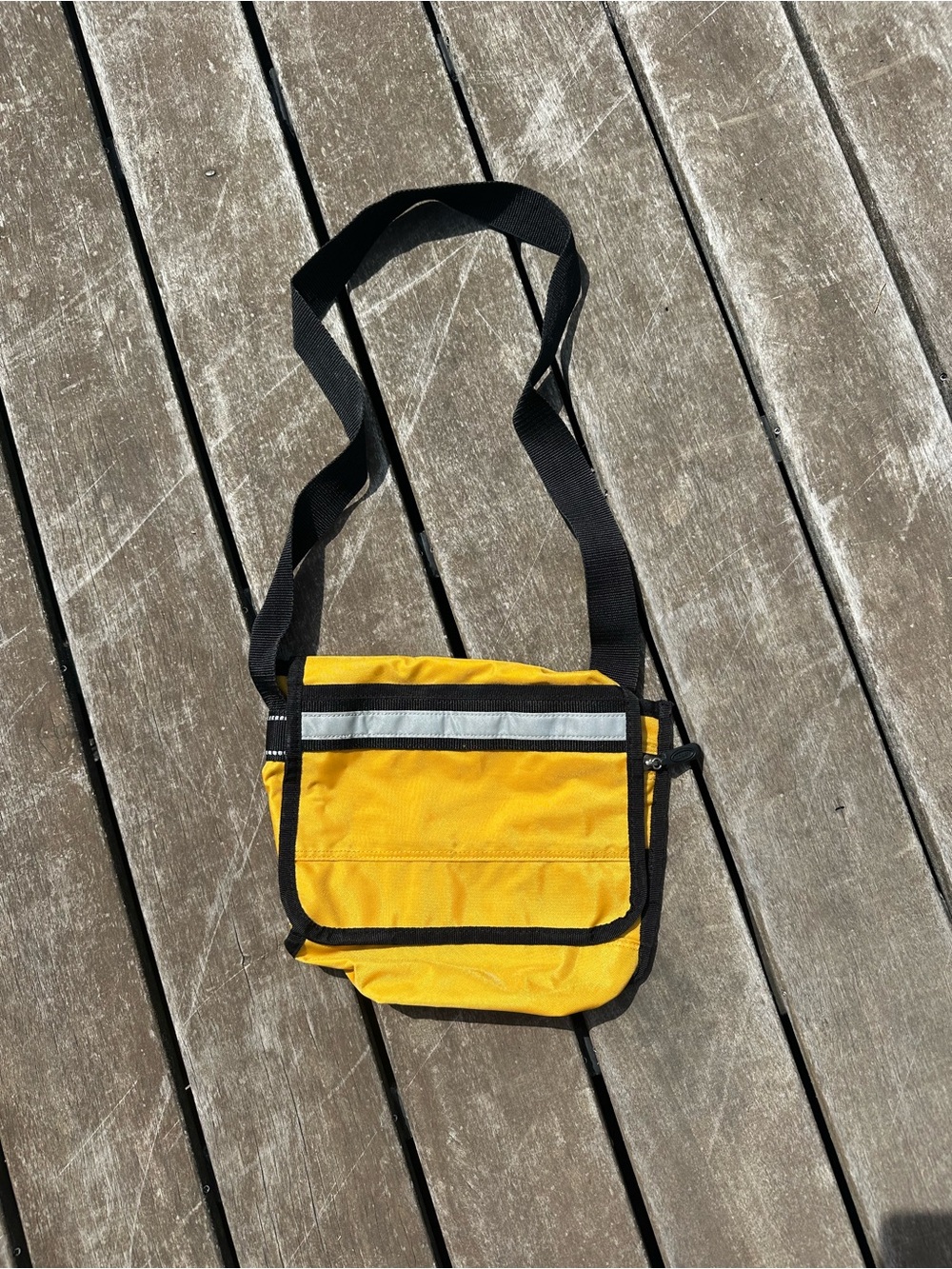 Yellow Crossbody Messenger Bag with Reflective Trim